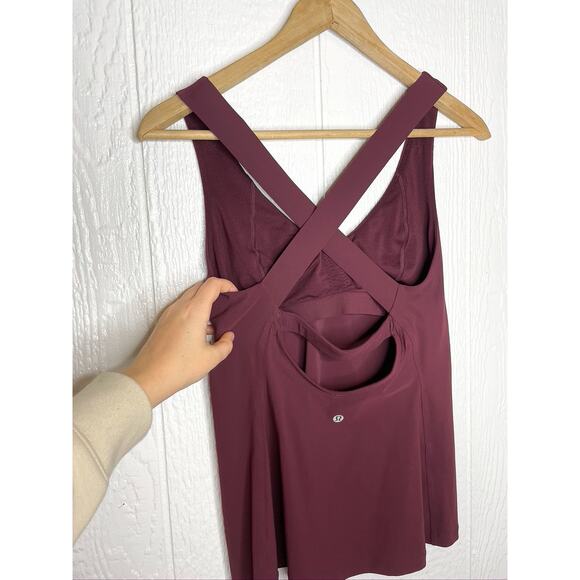 LULULEMON Long Breath 2-In-1 Maroon Tank US 6 - Picture 6 of 9